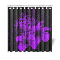 Hawaii Hibiscus Shower Curtain - Turtle Map - Purple 177 x 172 (cm) Purple - Polynesian Pride