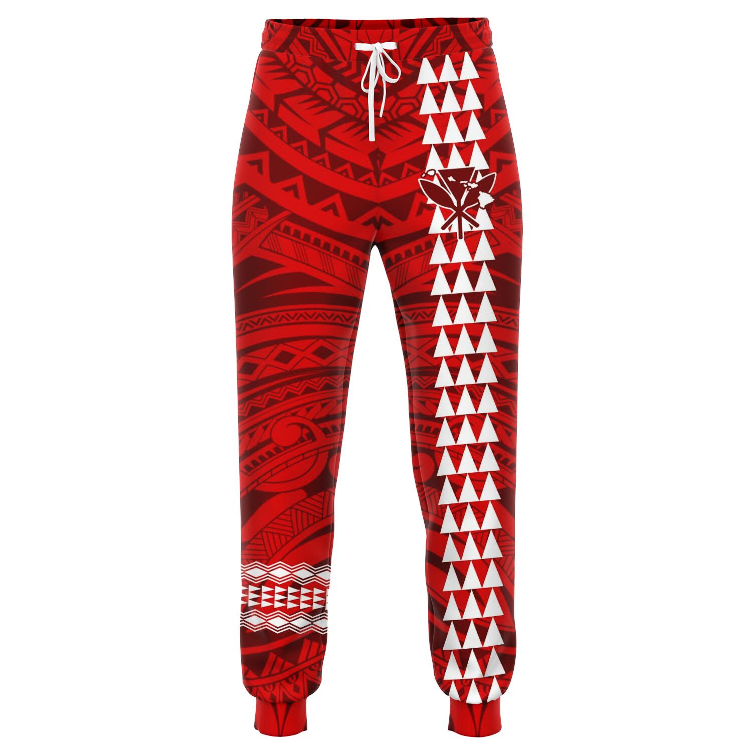 Hawaii Kanaka Map Red Kakau Joggers Red Unisex - Polynesian Pride