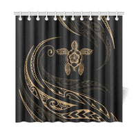 Hawaii Turtle Hibiscus Shower Curtain - Gold - Frida Style - Polynesian Pride