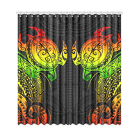 Turtle Window Curtain Reggage Polynesian (Two Pieces) One Size 50"x108"(Two Piece) Black - Polynesian Pride