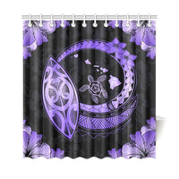 Hawaii Hibiscus Map Hidden Polynesian Violet Turtle Shower Curtain - Polynesian Pride