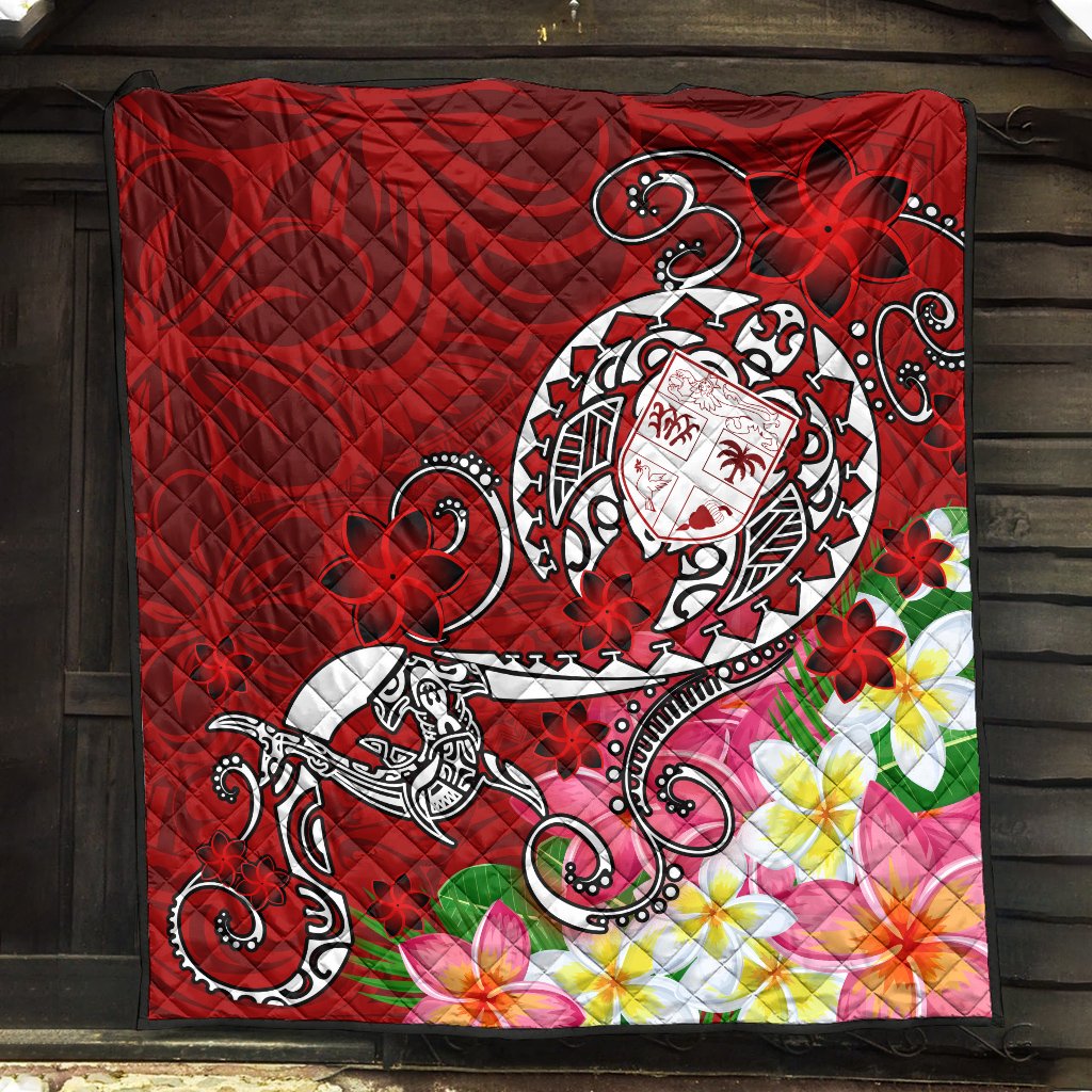 Fiji Premium Quilt - Turtle Plumeria (Red) - Polynesian Pride
