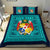 (Custom Personalised) Tonga Pattern Bedding Set Coat of Arms - Navy and Turquoise LT4 - Polynesian Pride