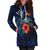 Kosrae Polynesian Hoodie Dress - Blue Turtle Hibiscus - Polynesian Pride