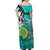 Vanuatu Color Off Shoulder Long Dress Pig Tusk Version Turquoise LT13 - Polynesian Pride