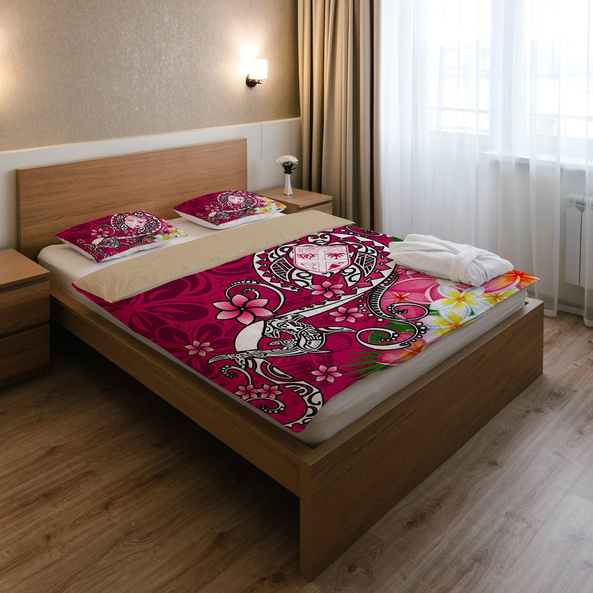 Fiji Bedding Set - Turtle Plumeria (Pink) - Polynesian Pride