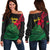 (Custom Personalised) Vanuatu Espiritu Santo Women Off Shoulder Sweater - Kava With Hibiscus - LT12 Blue - Polynesian Pride