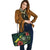 Tokelau Polynesian Leather Tote Bag - Green Turtle Hibiscus - Polynesian Pride