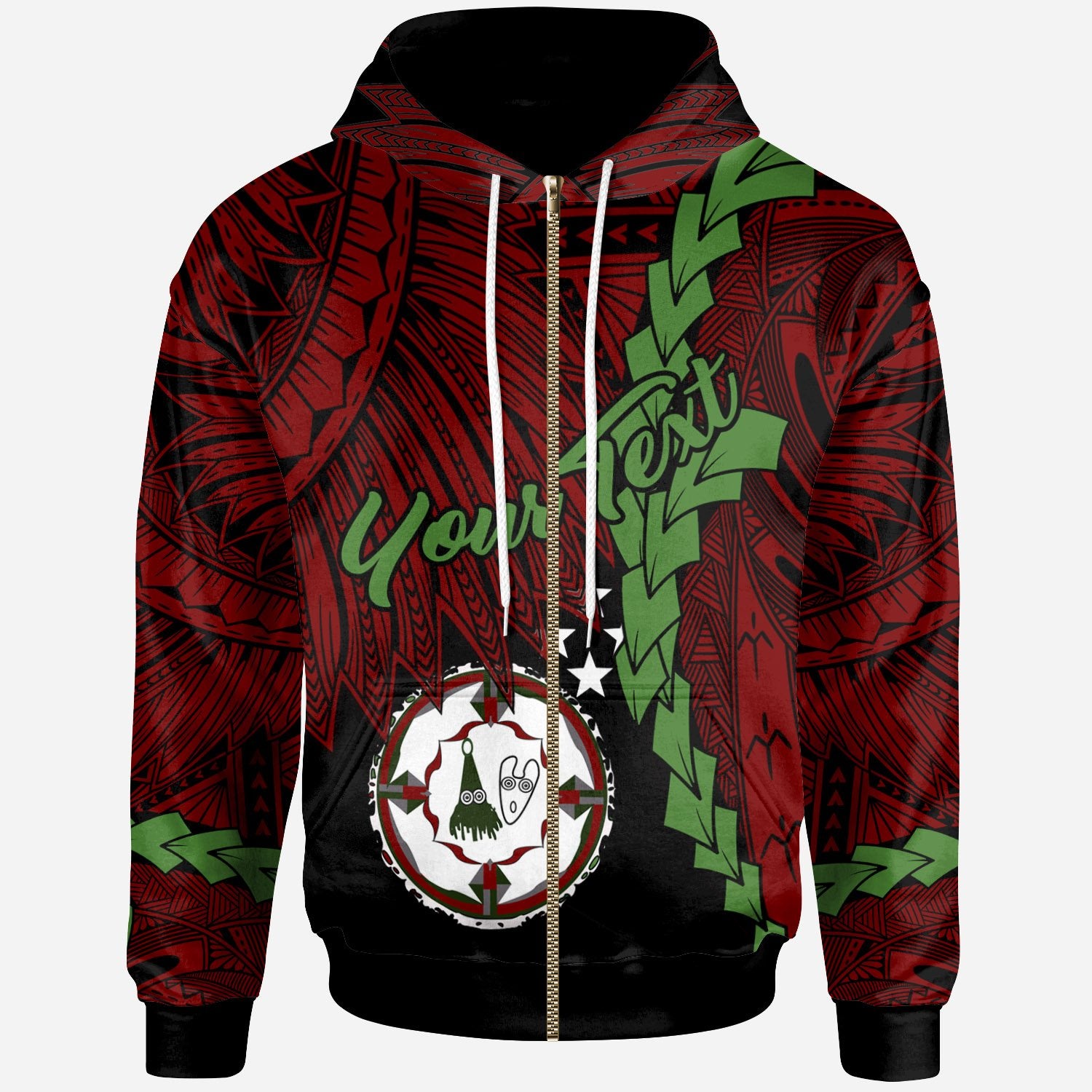 Papua New Guinea East New Britain Province Polynesian Custom Zip Hoodie Tribal Wave Tattoo Unisex Red - Polynesian Pride