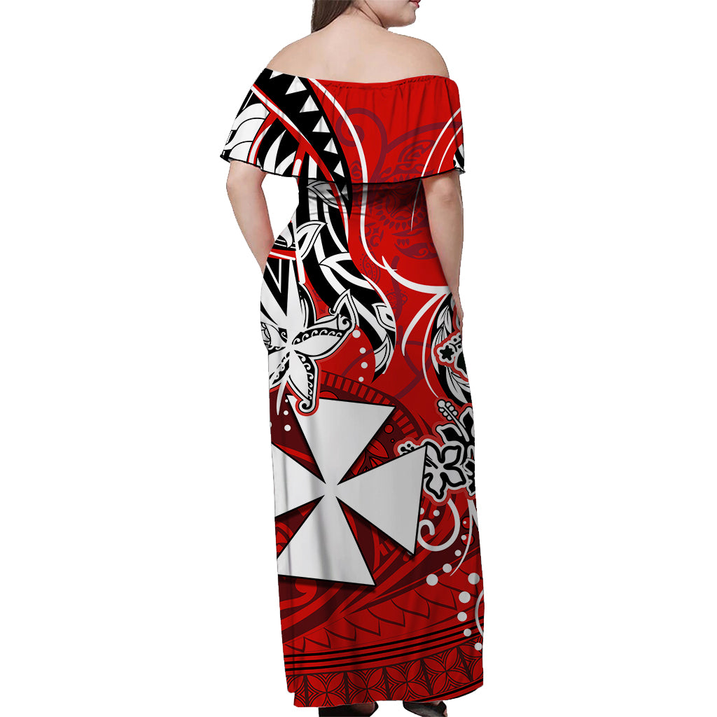 Wallis et Futuna Off Shoulder Long Dress Be Unique Red LT13 - Polynesian Pride