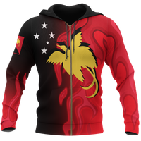 Papua New Guinea Hoodie (Zip up) PNG Flame Unisex RED - Polynesian Pride