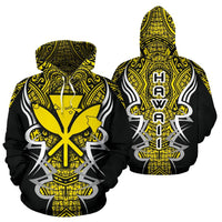Kanaka Map Hoodie Yellow Armor Style Unisex White - Polynesian Pride