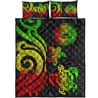 American Samoa Quilt Bed Set - Reggae Tentacle Turtle - Polynesian Pride