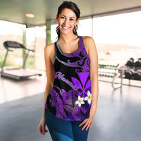 Hawaii Turtle With Plumeria Leaf Purple Women Tank Top - LT12 - Polynesian Pride