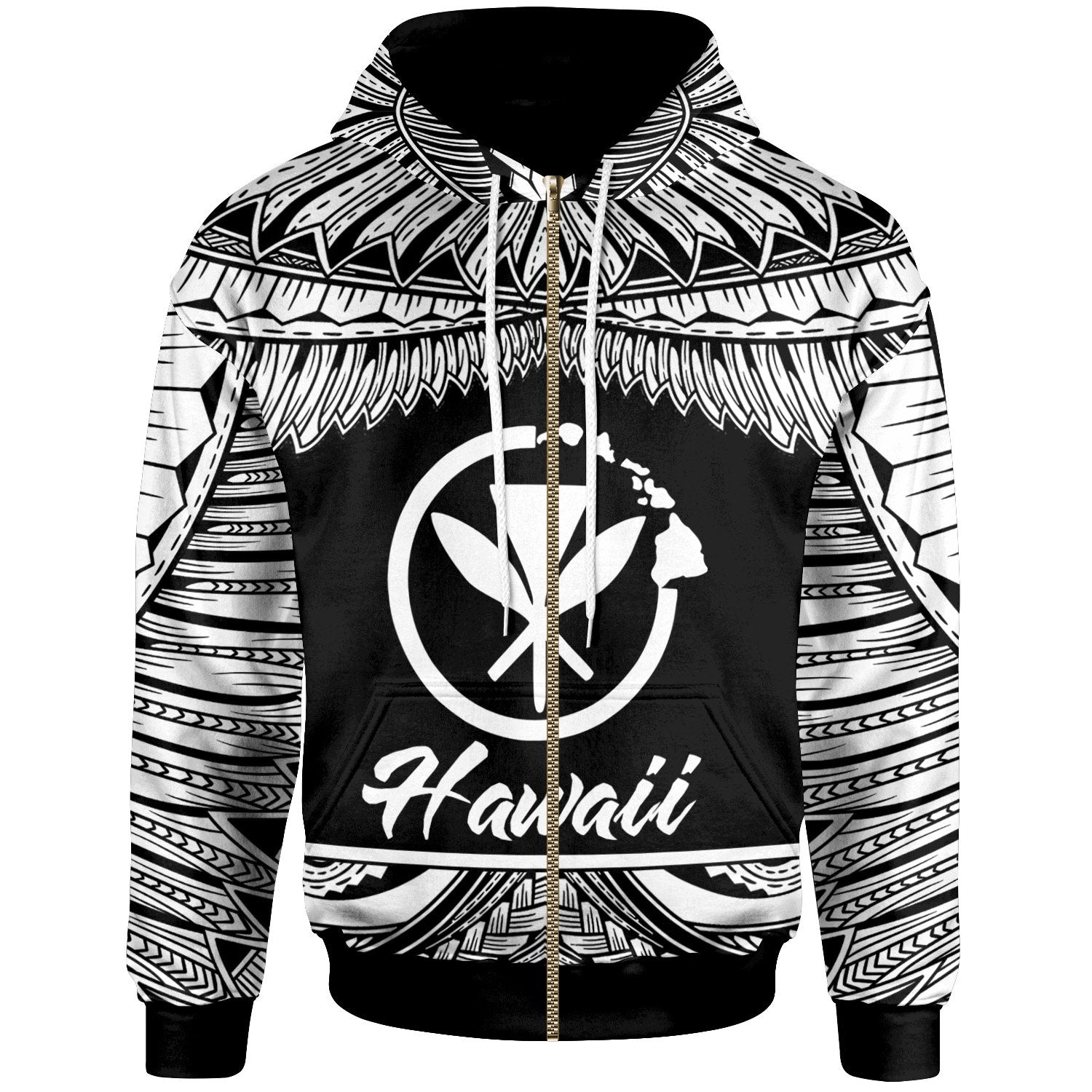 Hawaii Polynesian Zip up Hoodie Hawaii Pride White Version Unisex White - Polynesian Pride