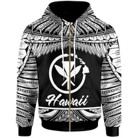 Hawaii Polynesian Zip up Hoodie Hawaii Pride White Version Unisex White - Polynesian Pride