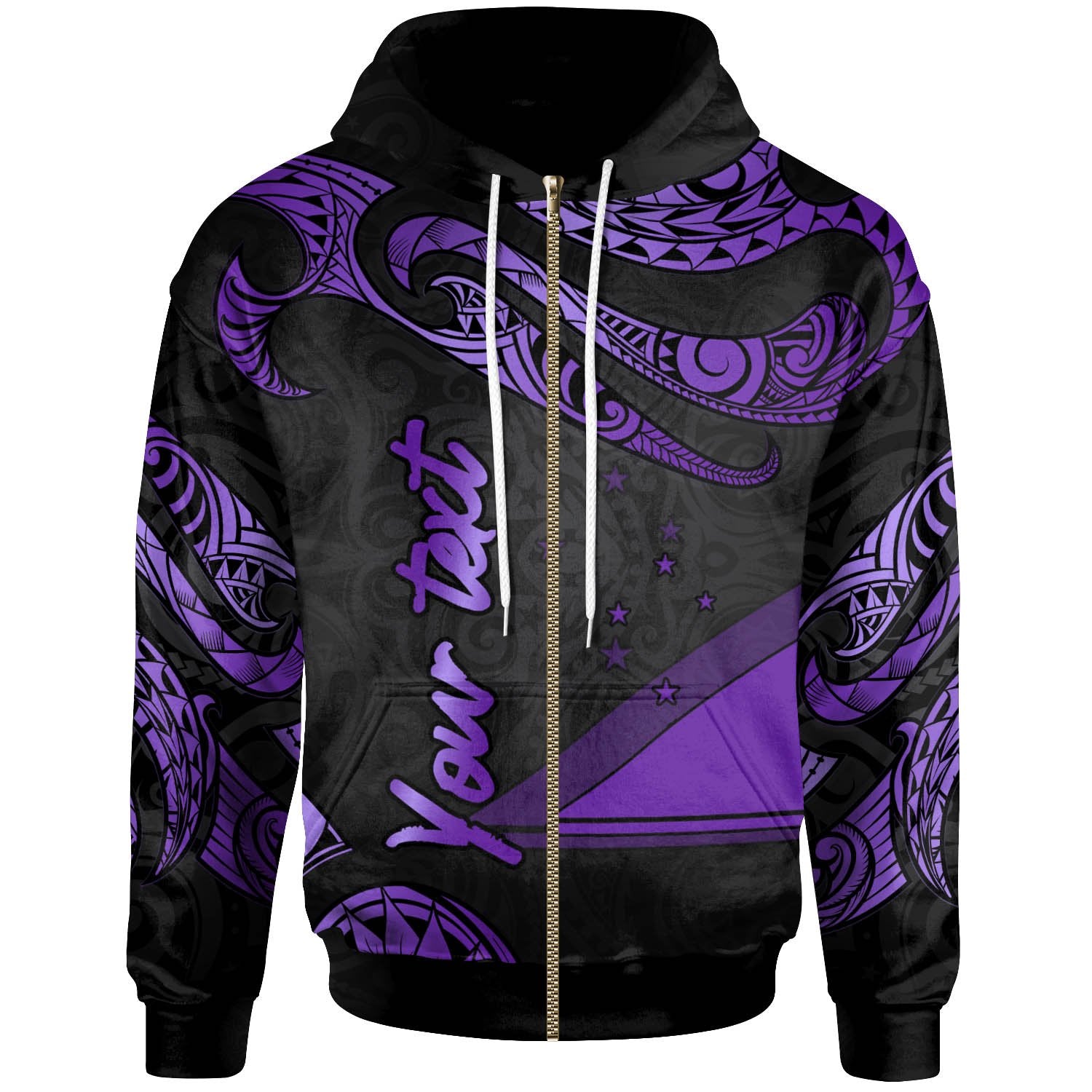 Tokelau Polynesian Custom Zip Hoodie Polynesian Tattoo Purple Version Unisex Purple - Polynesian Pride