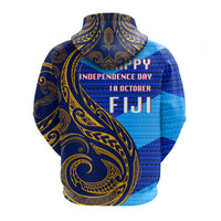 Fiji Zip up Hoodie Flags Color With Gold Polynesian Pattern LT20 - Polynesian Pride