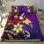 Papua Polynesian Bedding Set - Tribal Flower With Special Turtles Purple Color - Polynesian Pride