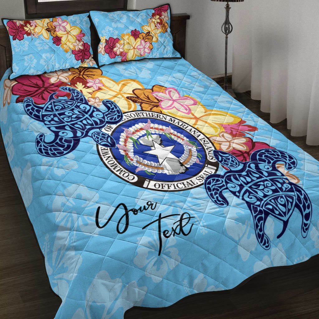 Northern Mariana Islands Custom Personalised Quilt Bed Set - Tropical Style Blue - Polynesian Pride