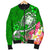 Fiji Men's Bomber Jacket - Turtle Plumeria (Green) - Polynesian Pride