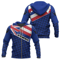 Hawaii Old Flag Zipper Hoodie Blue - Polynesian Pride