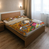 Fiji Custom Personalised Bedding Set - Turtle Plumeria (Gold) - Polynesian Pride