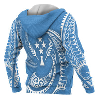 Kosrae Micronesia All Over Zip up Hoodie Blue Tribal Wave - Polynesian Pride