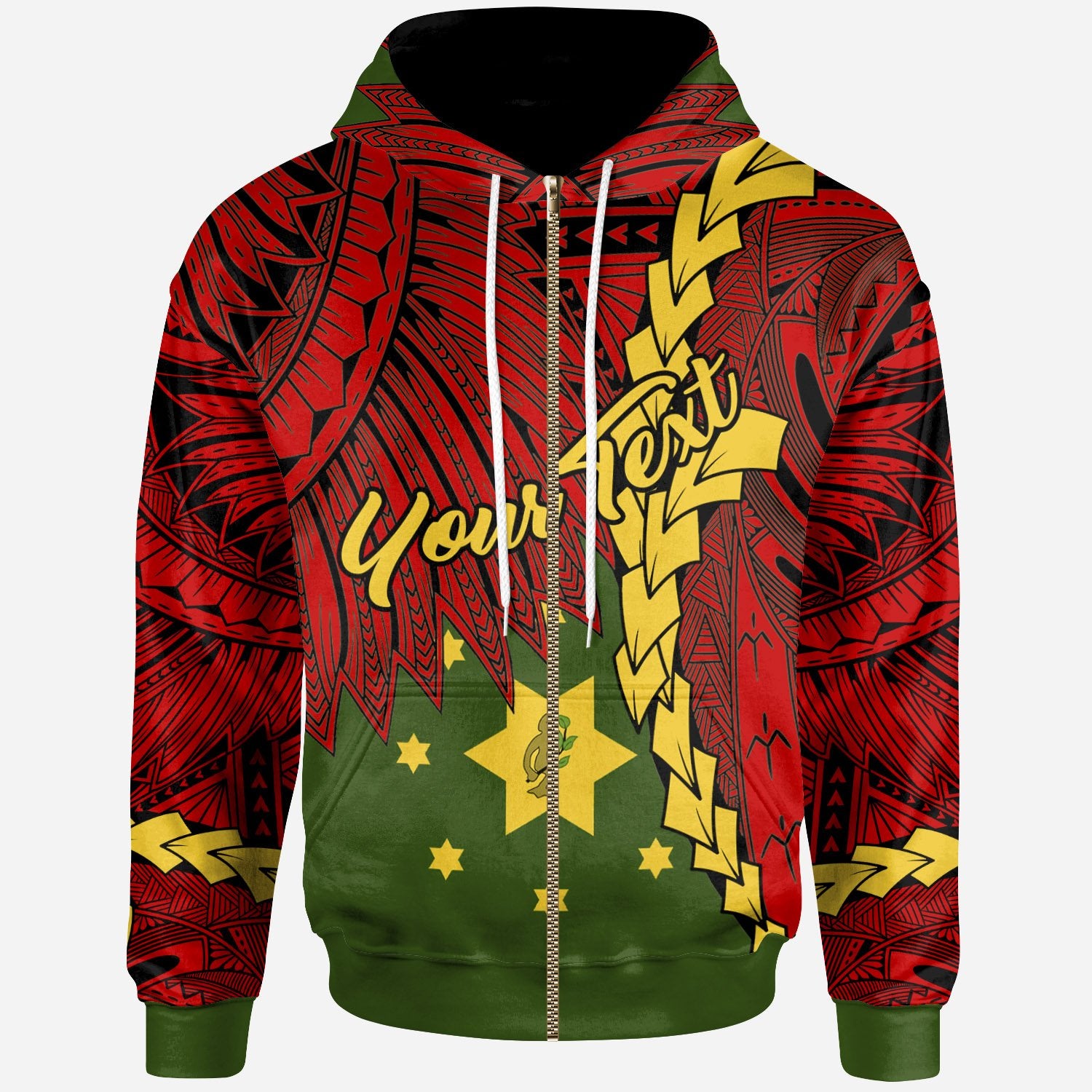 Papua New Guinea Eastern Highlands Province Polynesian Custom Zip Hoodie Tribal Wave Tattoo Unisex Red - Polynesian Pride