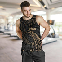 Chuuk Polynesian Men's Tank Top - Gold Tribal Wave - Polynesian Pride