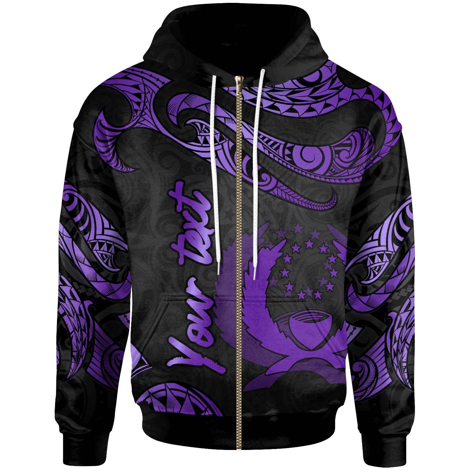 Pohnpei Polynesian Custom Zip Hoodie Polynesian Tattoo Purple Version Unisex Purple - Polynesian Pride