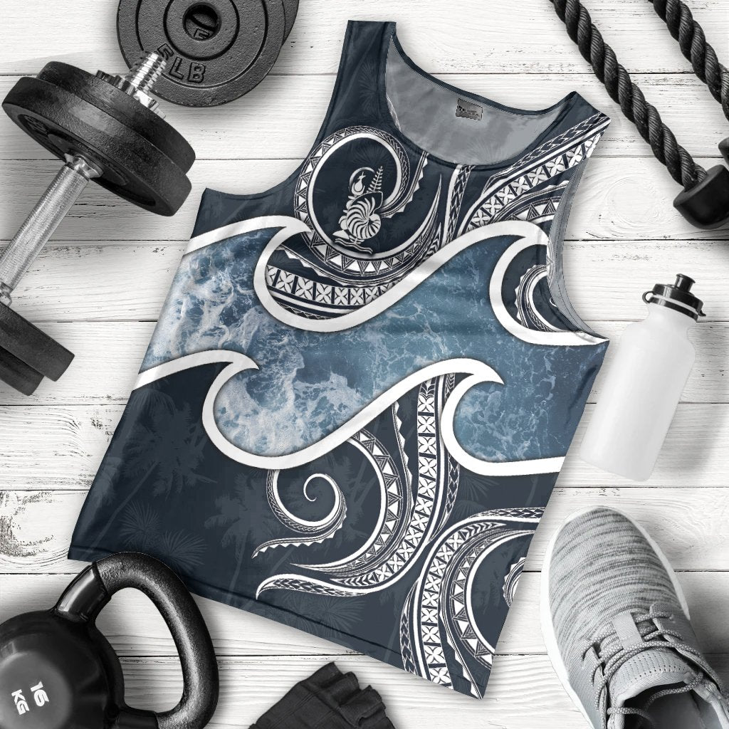 New Caledonia Polynesian Men's Tank Top - Ocean Style Blue - Polynesian Pride