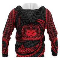 Samoa Polynesian Hoodie Red Tribal Wave - Polynesian Pride