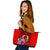 Vanuatu Polynesian Large Leather Tote - Floral With Seal Red - Polynesian Pride