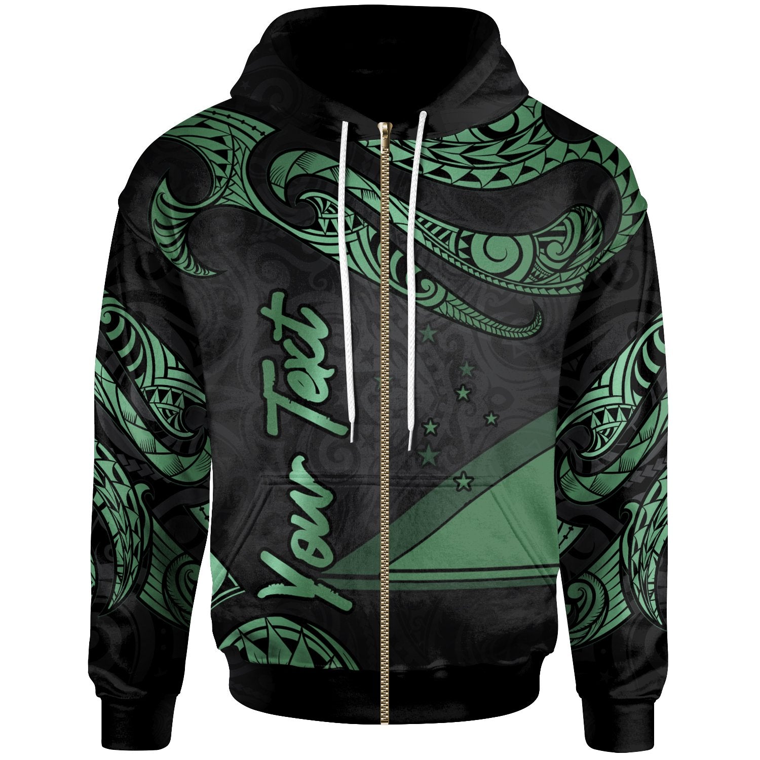 Tokelau Polynesian Custom Zip Hoodie Polynesian Tattoo Green Version Unisex Green - Polynesian Pride