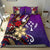 Kosrae Polynesian Bedding Set - Tribal Flower With Special Turtles Purple Color - Polynesian Pride