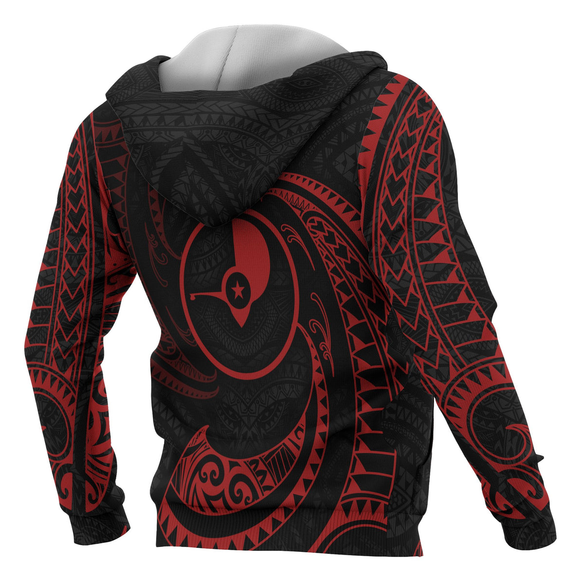 Yap Micronesia ll Over Hoodie Red Tribal Wave - Polynesian Pride