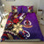 Vanuatu Bedding Set - Tribal Flower With Special Turtles Purple Color - Polynesian Pride