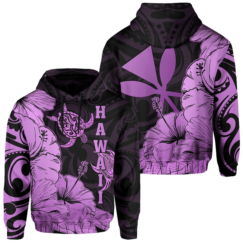 Hawaii Turtle Hoodie Polynesian Hibiscus Art Ver 2.0 Pink Unisex Pink - Polynesian Pride