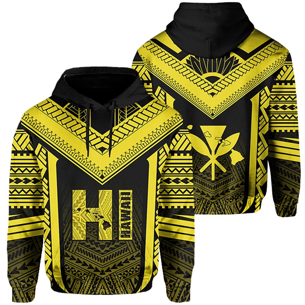 Hawaiian Kanaka Polynesian Hoodie Active Yellow Unisex Yellow - Polynesian Pride