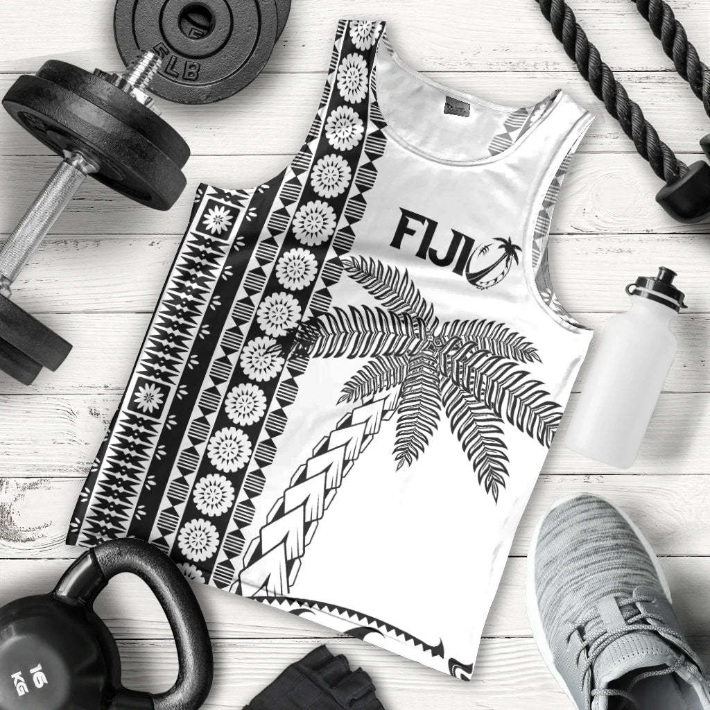 (Custom Personalised) Fiji Rugby Men's Tank Top - Coconut Tree With Tapa Pattern - LT12 - Polynesian Pride