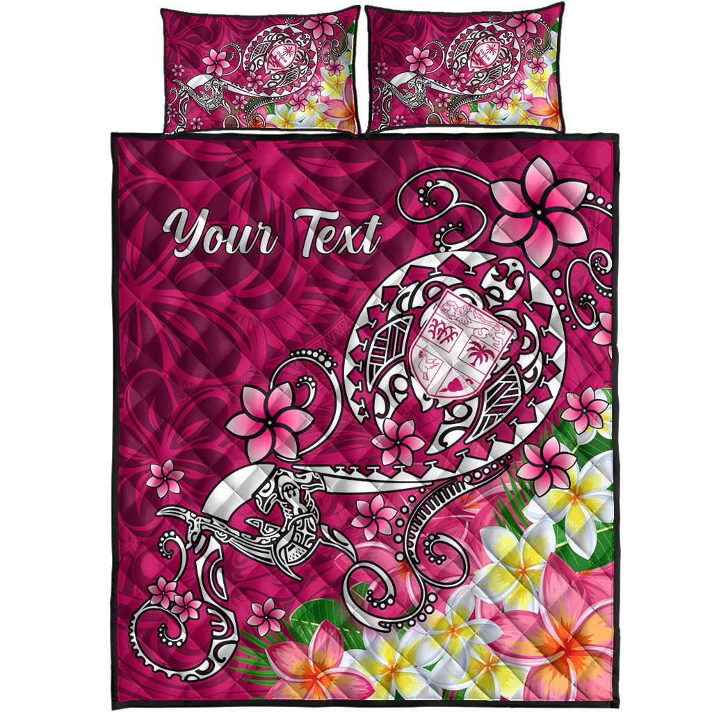 Fiji Custom Personalised Quilt Bed Set - Turtle Plumeria (Pink) - Polynesian Pride