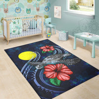 Palau Polynesian Area Rug - Blue Turtle Hibiscus - Polynesian Pride