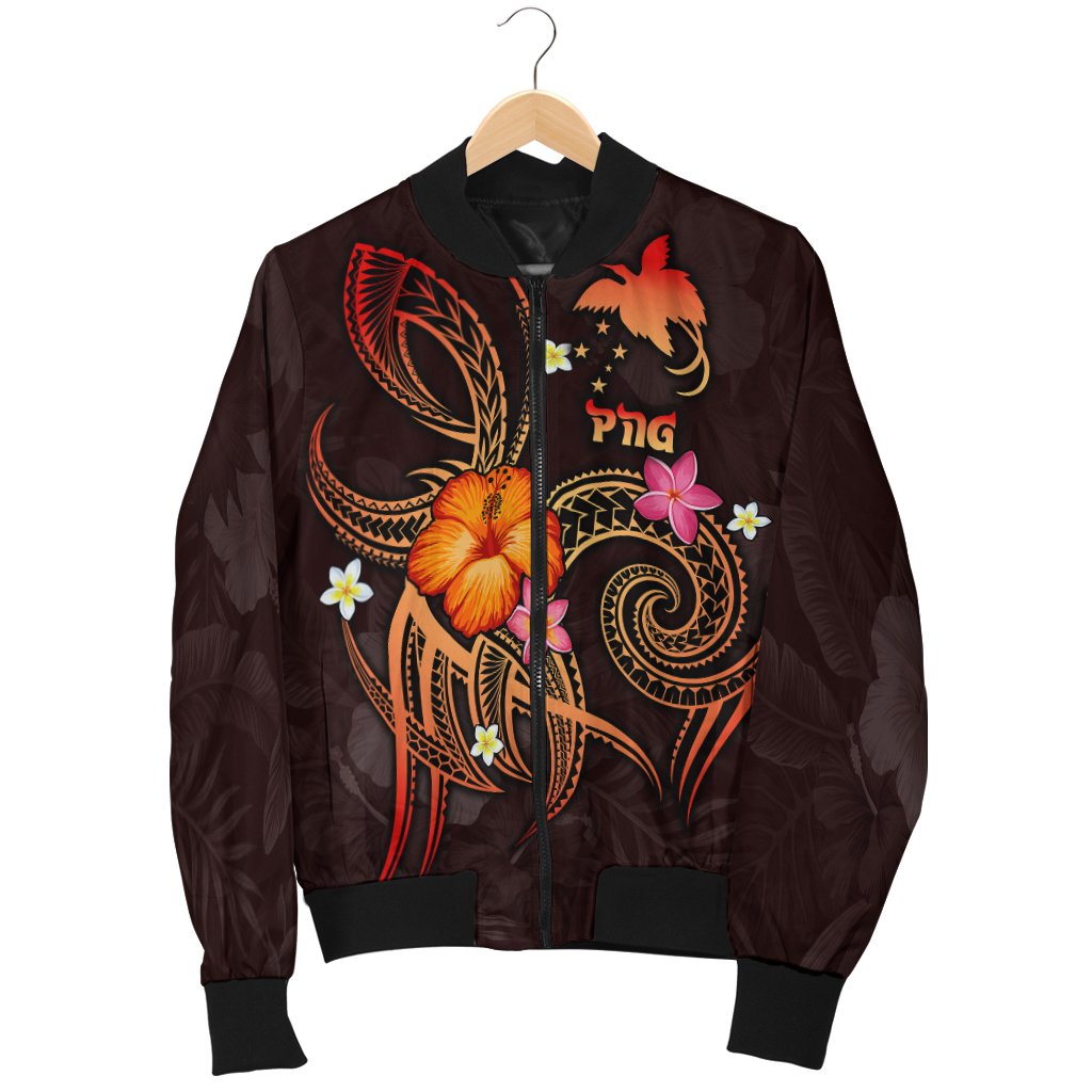 Papua New Guinea Polynesian Men's Bomber Jacket - Legend of Papua New Guinea (Red) - Polynesian Pride