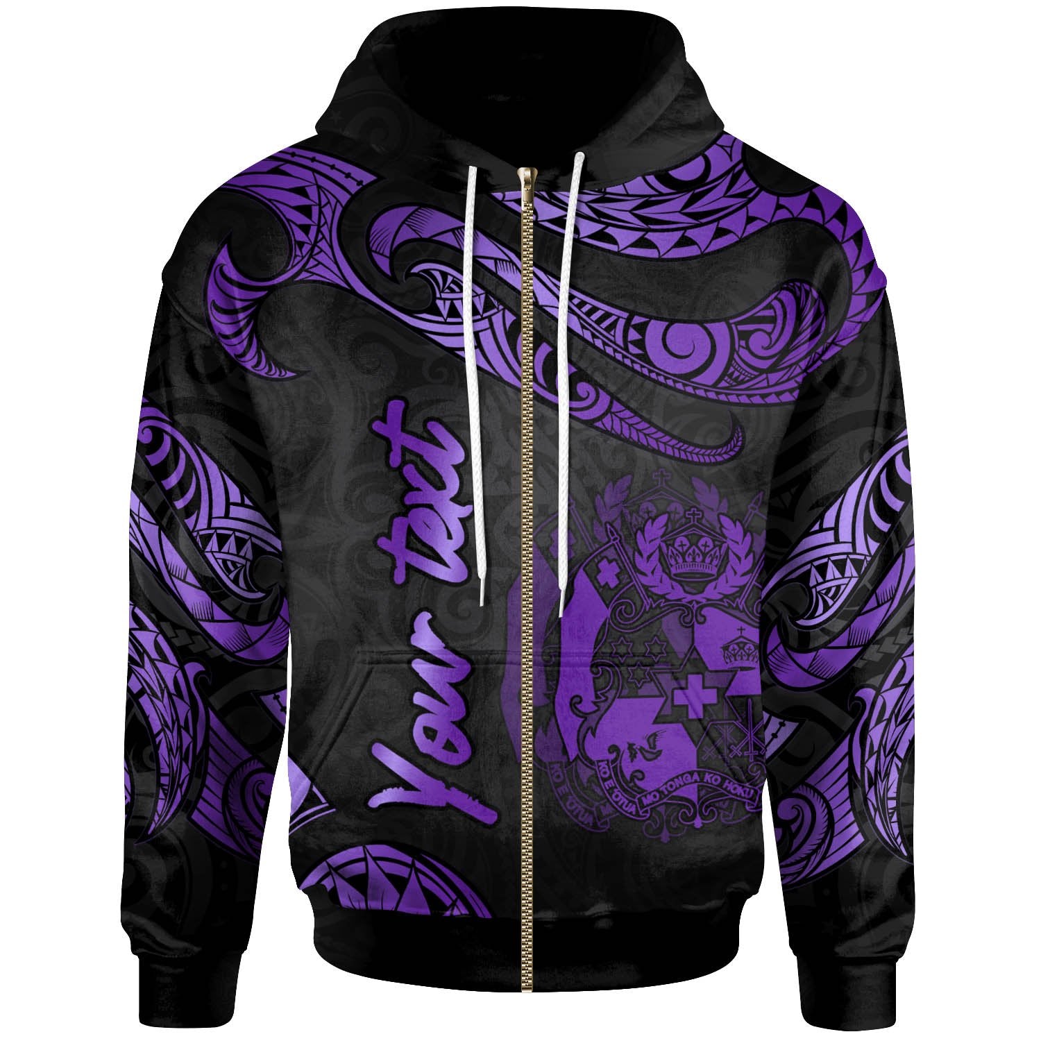 Tonga Polynesian Custom Zip Hoodie Polynesian Tattoo Purple Version Unisex Purple - Polynesian Pride