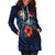 Nauru Polynesian Hoodie Dress - Blue Turtle Hibiscus - Polynesian Pride