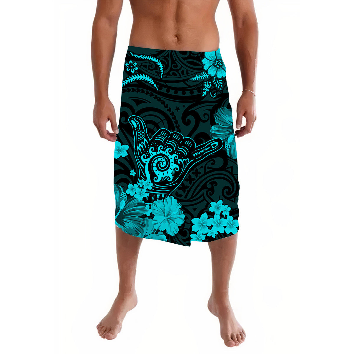 Hawaii Lavalava Polynesian Turquoise Cool Shaka Sign LT13 Turquoise - Polynesian Pride