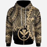 Polynesian Hawaii Custom Zip up Hoodie Tribal Wave Tattoo Gold Unisex Gold - Polynesian Pride