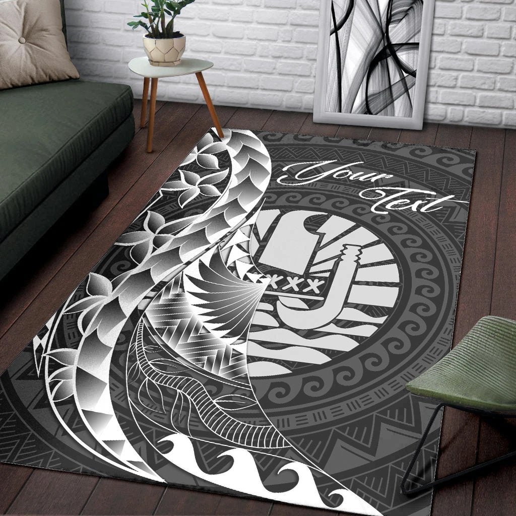 Tahiti Area Rug - Custom Personalised Polynesian Pattern Style Black - Polynesian Pride