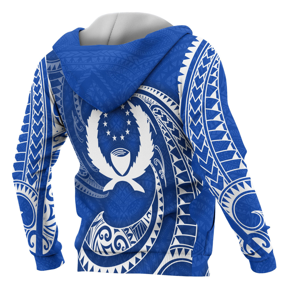 Pohnpei Micronesia Hoodie Blue Tribal Wave - Polynesian Pride